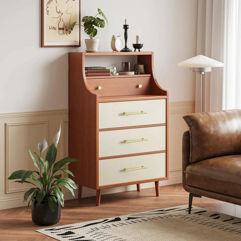Room with dresser featuring 5 Inch Hole Center Cabinet Pulls 10 Pack Brushed Brass Solid Zinc Alloy Hardware for cabinets.