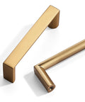 Brushed Brass Cabinet Pulls Set Of 10, 3-Inch Hole Center Handles For Kitchen Cabinets And Drawers, Gold Metal Hardware