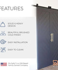 12 Inch Brushed Brass Gold Barn Door Handle Kit For Two Doors With Heavy Duty Aluminum Pull Handles And Finger Plates Installed