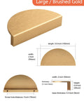 Diagram and dimensions of 4 Pack Half Moon Finger Pulls With 3 Inch Center Hole, Brushed Brass Gold Cabinet And Drawer Handles