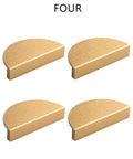4 Pack Half Moon Finger Pulls With 3 Inch Center Hole, Brushed Brass Gold Cabinet And Drawer Handles, front view