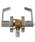 Commercial Door Handle Leverset with Brushed Chrome Finish Keyed Entry Reversible Lever Style front view