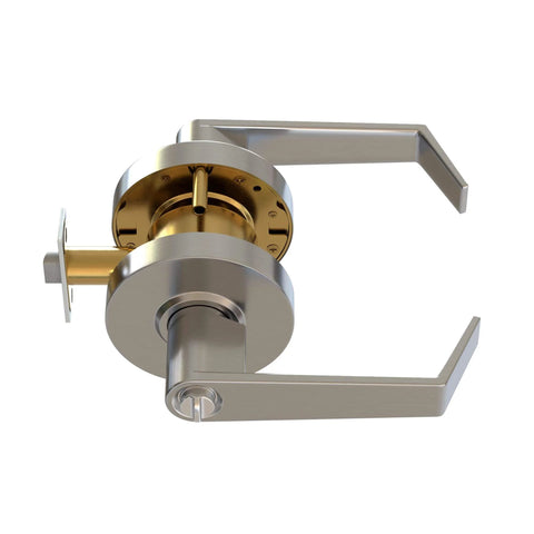 Commercial Door Handle Leverset With Brushed Chrome Finish Keyed Entry Reversible Lever Style For Left Or Right Doors