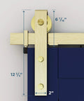 Brushed Gold 72 Inch Interior Sliding Barn Door Hardware One Piece Designer Kit With Soft Close Full Track System for Single Doors