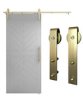 Brushed Gold 72 Inch Interior Sliding Barn Door Hardware One Piece Designer Kit With Soft Close Full Track System for single doors