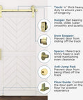 Brushed Gold 72 Inch Interior Sliding Barn Door Hardware One Piece Designer Kit With Soft Close Full Track System features.