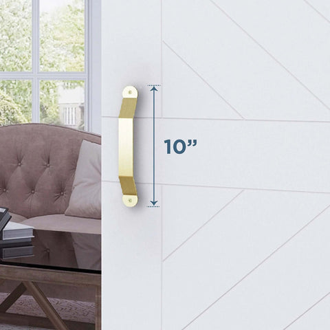 Interior Sliding Barn Door Hardware Charleston Pull 10 Inch Brushed Gold Pack Of 2 For Wood Interior Doors Rustic Style With Easy Installation Includes All Parts And Accessories Finish Matched To Barn Door Kits installed on white door