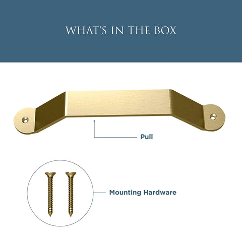 Interior Sliding Barn Door Hardware Charleston Pull 10 Inch Brushed Gold Pack Of 2 For Wood Interior Doors Rustic Style With Easy Installation Includes All Parts And Accessories Finish Matched To Barn Door Kits showing pull and screws.
