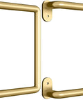 National Hardware N700-105 Interior Sliding Barn Door Troy Pull 8 Inch Brushed Gold Finish Pack Of 2, shown side by side, for wood doors.