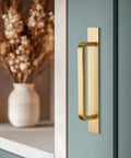 Solid Brass Cabinet Pull With Backplate Set Of 2 In Brushed Gold Finish modern rectangular handle on cabinet door