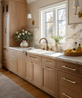 Kitchen with wood cabinets featuring 20 Pack Brushed Gold Cabinet Handles Five Inch Kitchen Cabinet Pulls Drawer Dresser Hardware