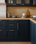 Dark blue kitchen cabinets with 20 Pack Brushed Gold Cabinet Handles Five Inch Kitchen Cabinet Pulls Drawer Dresser Hardware Solid Zinc Alloy