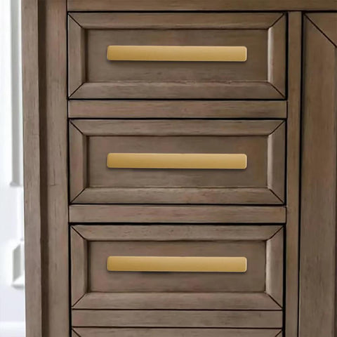Brushed Gold Cabinet Pulls 4 Inch 2 Pack Solid Zinc Alloy Drawer Handles on wooden dresser