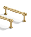 2 Pack 4 Inch Center To Center Brushed Gold Cabinet Pulls Solid Cabinet Hardware Heavy Duty Drawer Pulls Kitchen Handles angled view