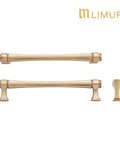 Brushed Gold Cabinet Pulls Set 10 Pack 5 Inch 128 Millimeters Solid Zinc Alloy Drawer Handles, sleek design with smooth edges.
