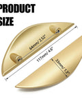 Brushed Gold Crescent Cabinet Pulls Two And A Half Inch Hole Centers Semi Circle Moon Drawer Pulls with size details