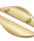 Brushed Gold Crescent Cabinet Pulls Two And A Half Inch Hole Centers Semi Circle Moon Drawer Pulls, Pack of Four, Front View