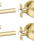Brushed Gold Privacy Door Levers Set, 4 Pack For Bedroom And Bathroom, Heavy Duty Reversible Keyless Door Levers, modern interior hardware
