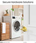Laundry room setup with Two Pack Knurled Brushed Gold Dummy Door Handles for interior doors with satin brass finish