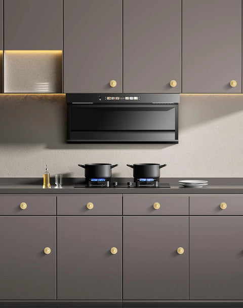 Brushed Gold Kitchen Cabinet Knobs 10 Pack Zinc Alloy Single Hole Round Drawer Pulls For Cabinets And Dressers installed on modern cupboards.