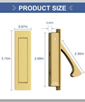 Dimensions of Brushed Gold And Stainless Steel Pocket Door Handles And Edge Pulls Kit for Sliding Doors showing measurements
