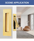 Brushed Gold And Stainless Steel Pocket Door Handles And Edge Pulls Kit for sliding doors installed in modern living space