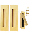 Brushed Gold And Stainless Steel Pocket Door Handles And Edge Pulls Kit For Sliding Doors with two handles and one edge pull