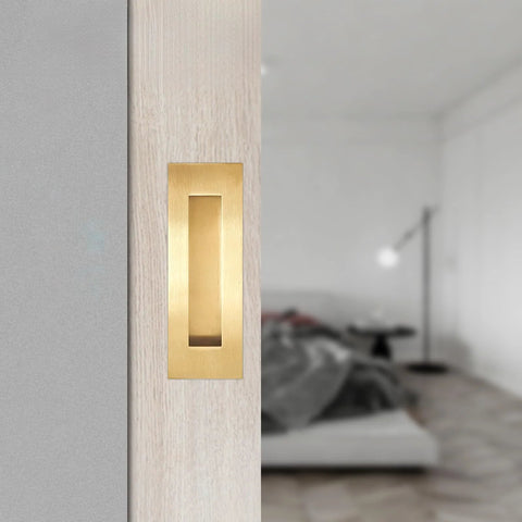 6 Inch Recessed Flush Finger Pull Handles For Pocket Doors And Sliding Doors Closet And Barn Doors Hardware In Brushed Gold Finish 2 Pack