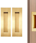 6 Inch Recessed Flush Finger Pull Handles For Pocket Doors And Sliding Doors Closet And Barn Doors Hardware In Brushed Gold Finish