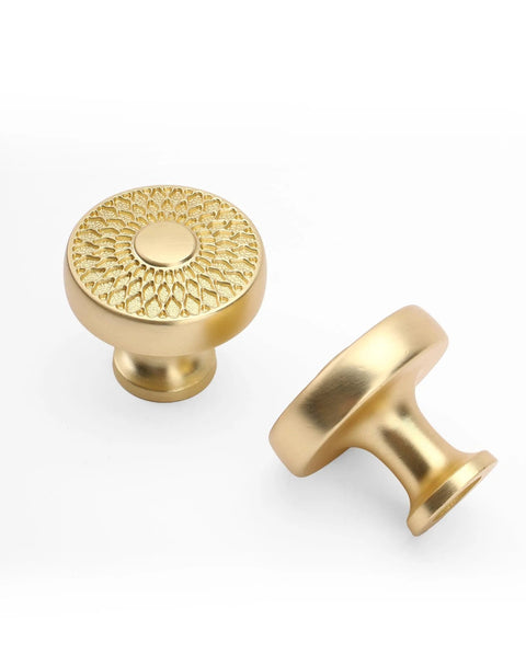 Brushed Gold Kitchen Cabinet Knobs 10 Pack Zinc Alloy Single Hole Round Drawer Pulls For Cabinets And Dressers 30mm Top