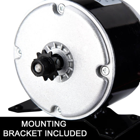 Side view of Small Brushed Permanent Magnet Electric Motor for E Scooter Drive Speed Control 24V 350W 3000RPM, mounted.