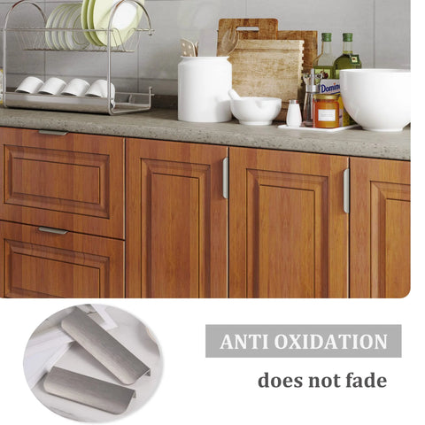 Edge Finger Tab Cabinet Pulls Back Mount Aluminum Flat Hidden Handle for Cabinets and Drawers Brushed Nickel Installed