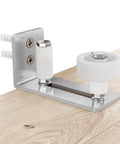 Sliding Barn Door Floor Guide With Bottom Adjustable Roller 8 Setup Options For DIYers, brushed nickel, flat design for smooth operation.