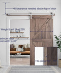 Brushed Nickel Barn Door Hardware Kit 6.6 Feet Heavy Duty Sliding Track System For 36 To 40 Inch Wide Doors Smooth And Quiet Operation