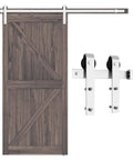 Brushed Nickel Barn Door Hardware Kit 6.6 Feet Heavy Duty Sliding Track System For 36 To 40 Inch Wide Doors Smooth And Quiet Operation