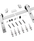 Eight Feet Brushed Nickel Sliding Barn Door Hardware Kit With I Shape Hanger For A 48 Inch Wide Door Panel Smooth And Quiet Track