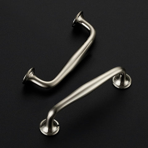 20 Pack Three And Three Quarters Inch Brushed Nickel Cabinet Handles Set Solid Zinc Alloy Pulls shown on black background