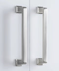 10 Pack Brushed Nickel Cabinet Pulls 5 Inch 128mm Long Kitchen Cabinet Handles installed on white cabinet doors