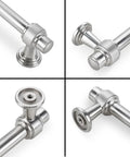 Close-up views of 10 Pack Brushed Nickel Cabinet Pulls 5 Inch 128mm Kitchen Cabinet Handles Drawer Pulls, smooth zinc alloy finish