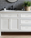 Bathroom vanity with Brushed Nickel Cabinet Pulls 3-3/4 Inch Hole Center 20 Pack For Drawers And Cupboards Vintage Style Hardware visible