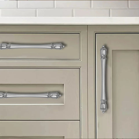 10 Pack 3 Inch Center Hole Brushed Nickel Cabinet Pulls Heavy Duty Solid Drawer Handles for cabinets and doors installation view