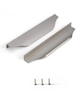 Concealed Finger Tab Cabinet Pulls Brushed Nickel 7.87 Inch Overall Length 200mm Pack Of 10, front and side view with screws