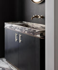 Bathroom cabinet with Adjustable Drawer Pulls 5 Pack In Brushed Nickel, Modern Square Cabinet Handles, 3.8 Inches spacing.