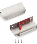 Edge Finger Pulls for Cabinets Brushed Nickel 3.15 Inch Pack of 5 Peel and Stick No Drill Hidden Self Adhesive Drawer Pull Handles