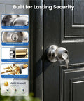 Keyed Entry Door Knob With Quick Exit Thumbturn For Bedroom And Office Security shown installed on door in rain