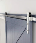 Eight Feet Brushed Nickel Sliding Barn Door Hardware Kit With I Shape Hanger For A 48 Inch Wide Door Panel Smooth And Quiet Track