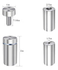 Brushed Nickel Stainless Steel Wall Sign Standoffs 1 Inch Diameter 2 Inch Length With 10mm Thread for Acrylic Signs and Display Panels.