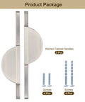 Two Pack Brushed Silver Semicircle Cabinet Pulls With Two And A Half Inch Hole Centers Half Moon Cabinet Door Handles, screws shown