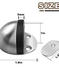 Magnetic Door Stop With Self Adhesive Mount, Brushed Nickel Stainless Steel Floor Stop, size dimensions shown, silver