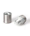 Brushed Stainless Steel Sign Standoffs 1/2 Inch Diameter 1/2 Inch Barrel Length With Screws And Anchors 100 Pack, close-up view